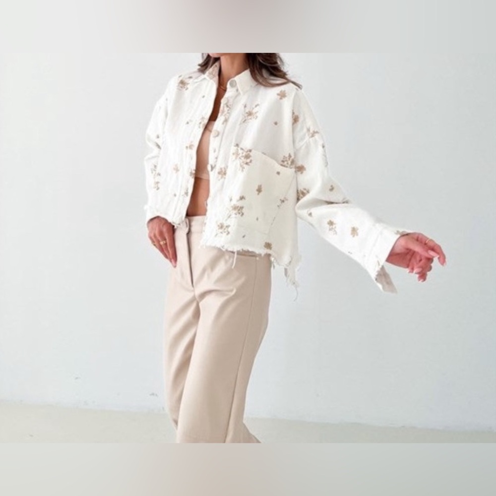 Zara White Jacket with Gold Accents